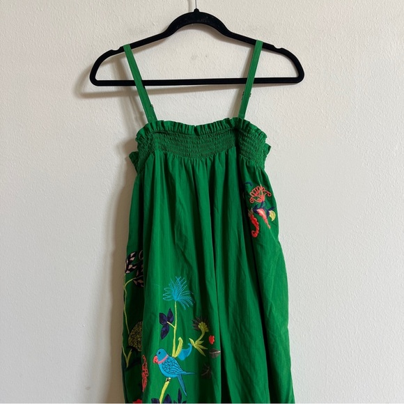 Anthropologie Rare embroidered Caribbean Kelly Green Maxi Dress - Picture 10 of 10